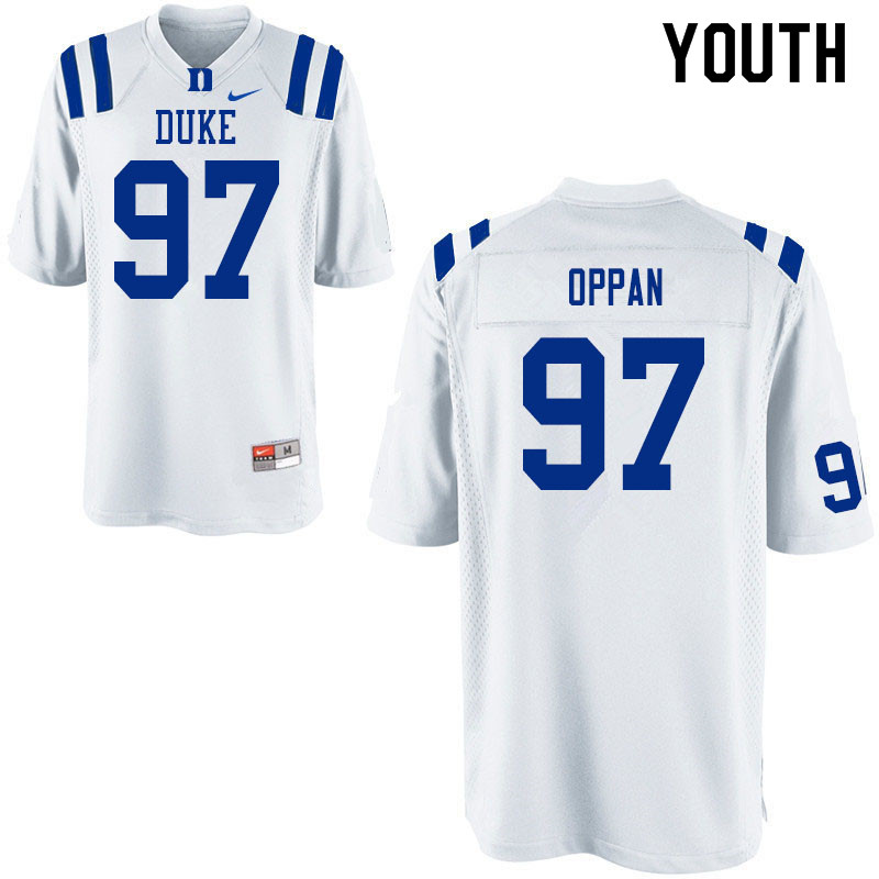 Youth #97 Caleb Oppan Duke White Devils College Football Jerseys Sale-White - Click Image to Close